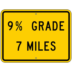 W7-3BP % Percent Grade, __ Miles Sign