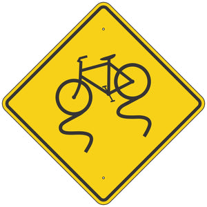 W8-10 Bicycle Slippery When Wet Sign