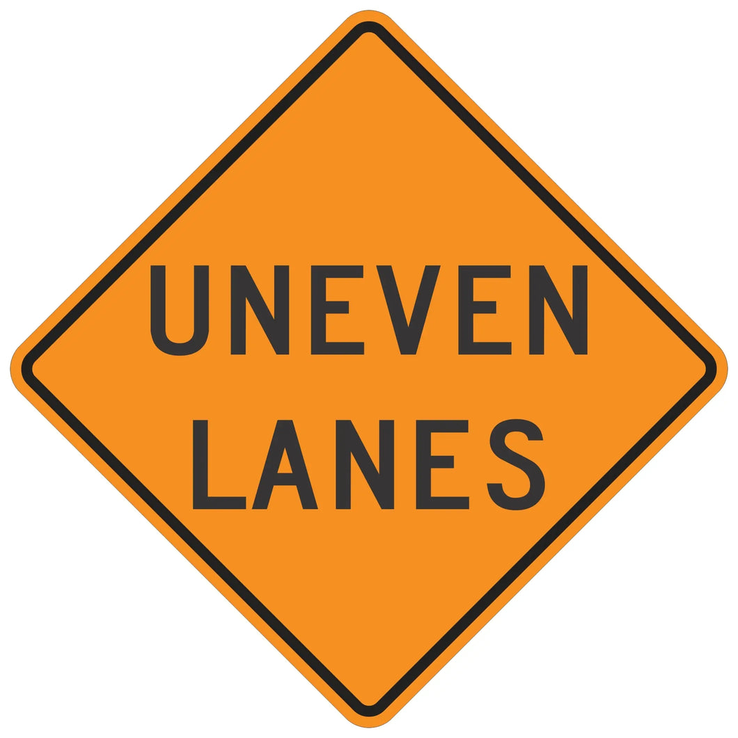 W8-11 Uneven Lanes - Roll-Up Sign