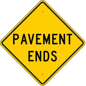 W8-3 Pavement Ends Sign