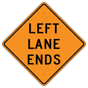 W9-1L Left Lane Ends Sign