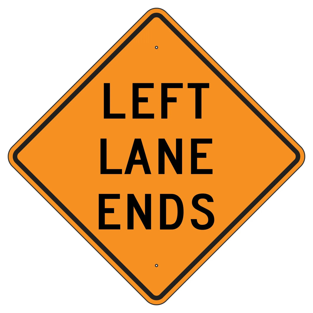 W9-1L Left Lane Ends Sign