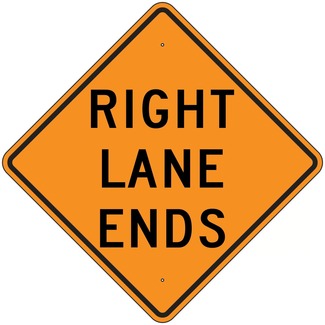 W9-1R Right Lane Ends Sign