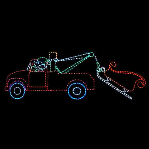 Wrecker Towing Sleigh Lighted Yard Decoration