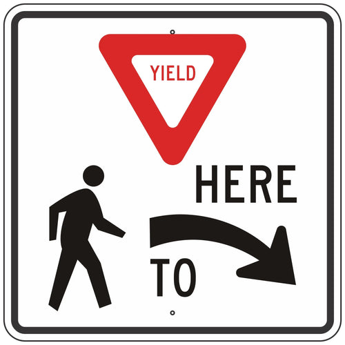 R1-5R Yield Here to Pedestrians Sign 36