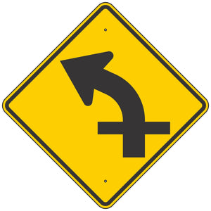 W1-10AL Curve Left Arrow & Crossroad Sign 36"X36"
