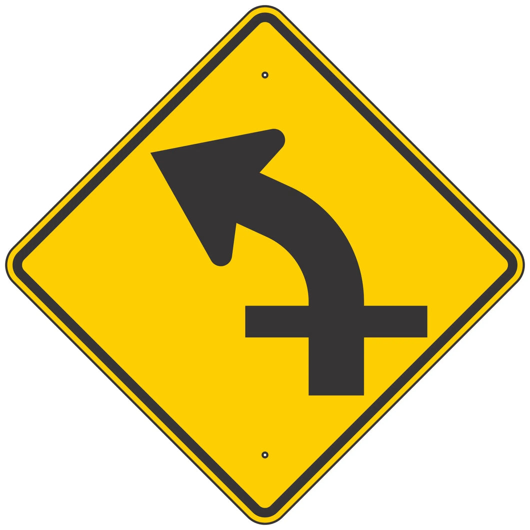 W1-10AL Curve Left Arrow & Crossroad Sign 36