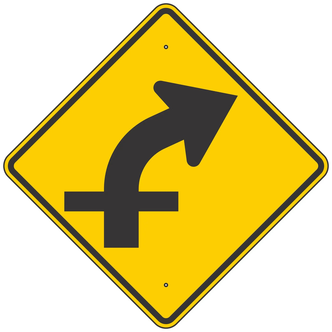 W1-10AR Curve Right Arrow & Crossroad Sign 36