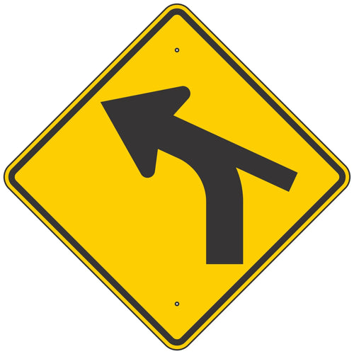 W1-10CL Curve Left Arrow & Skewed Side Road Sign 36