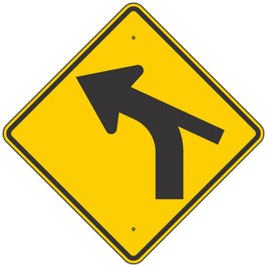 W1-10CL Curve Left Arrow & Skewed Side Road Sign 36"X36"
