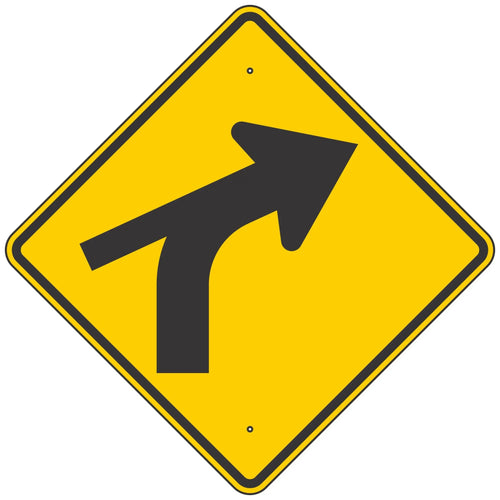 W1-10CR Curve Right Arrow & Skewed Side Road Sign 36