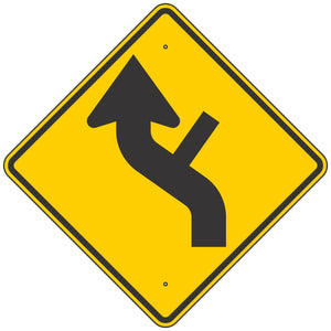 W1-10DL Reverse Left Curve & Side Road Warning Sign 36"X36"