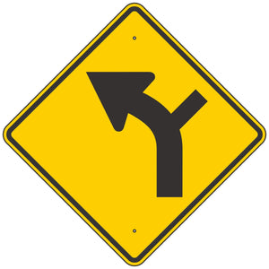 W1-10L Curve Left Arrow & Side Road Sign 36"X36"