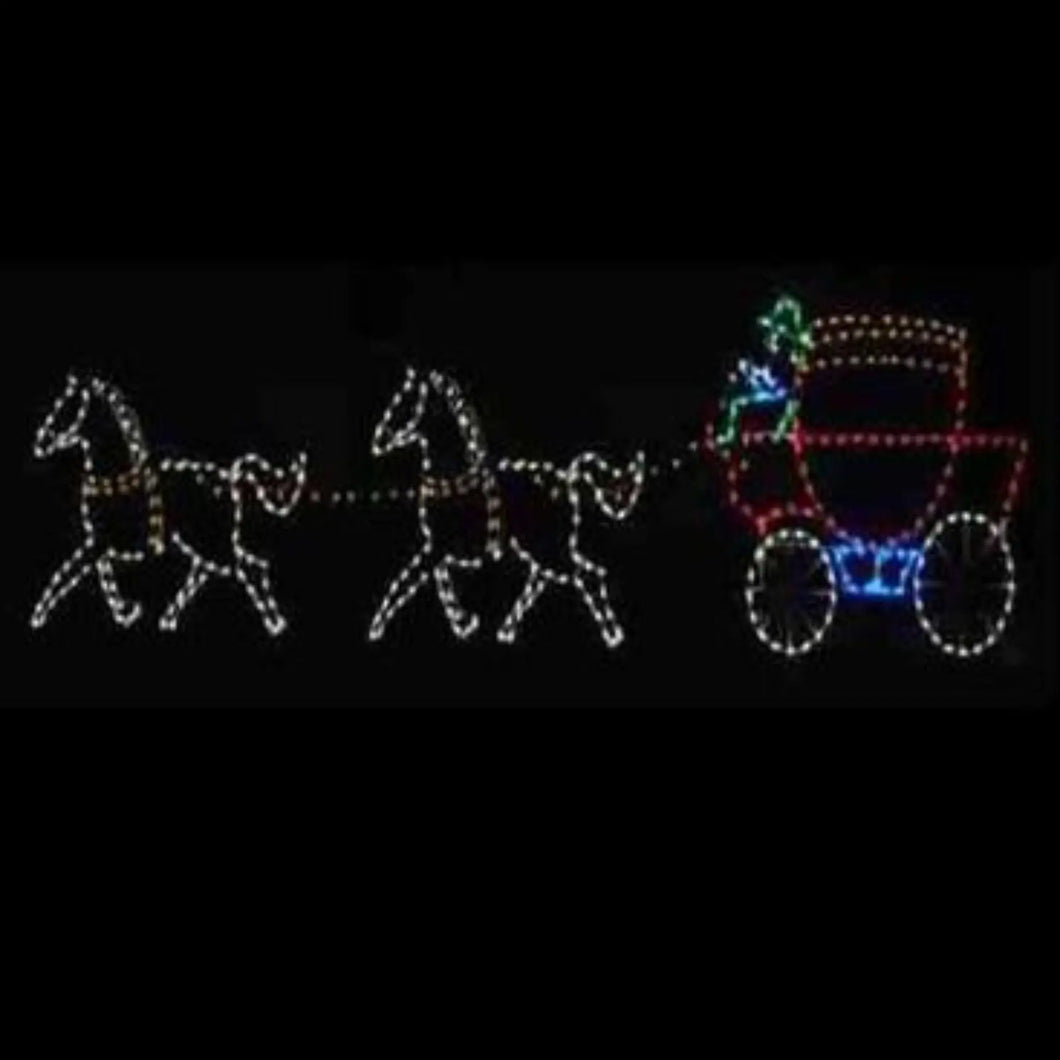 6' Two Horses with Carriage Yard Decoration